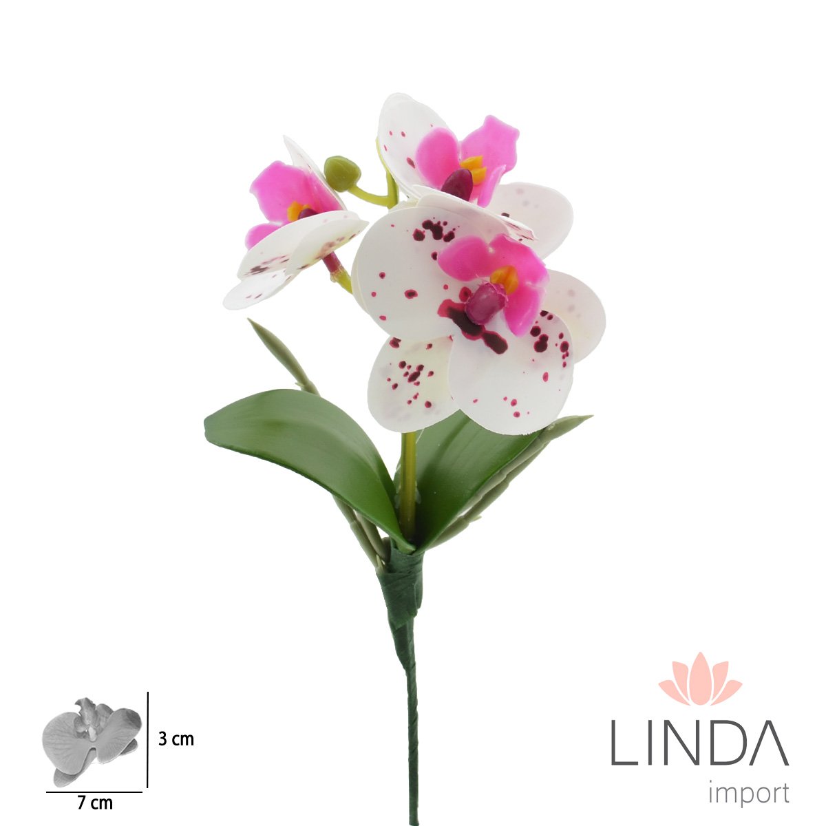 Mini Haste de Orquídea 3D C/3 Galhos 22CM Mix de Cores Ou01