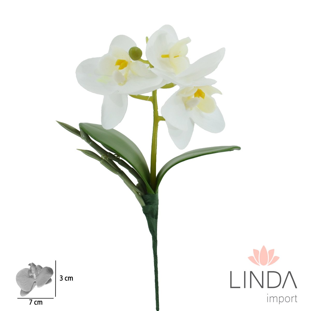 Mini Haste de Orquídea 3D C/3 Galhos 22CM Mix de Cores Ou01