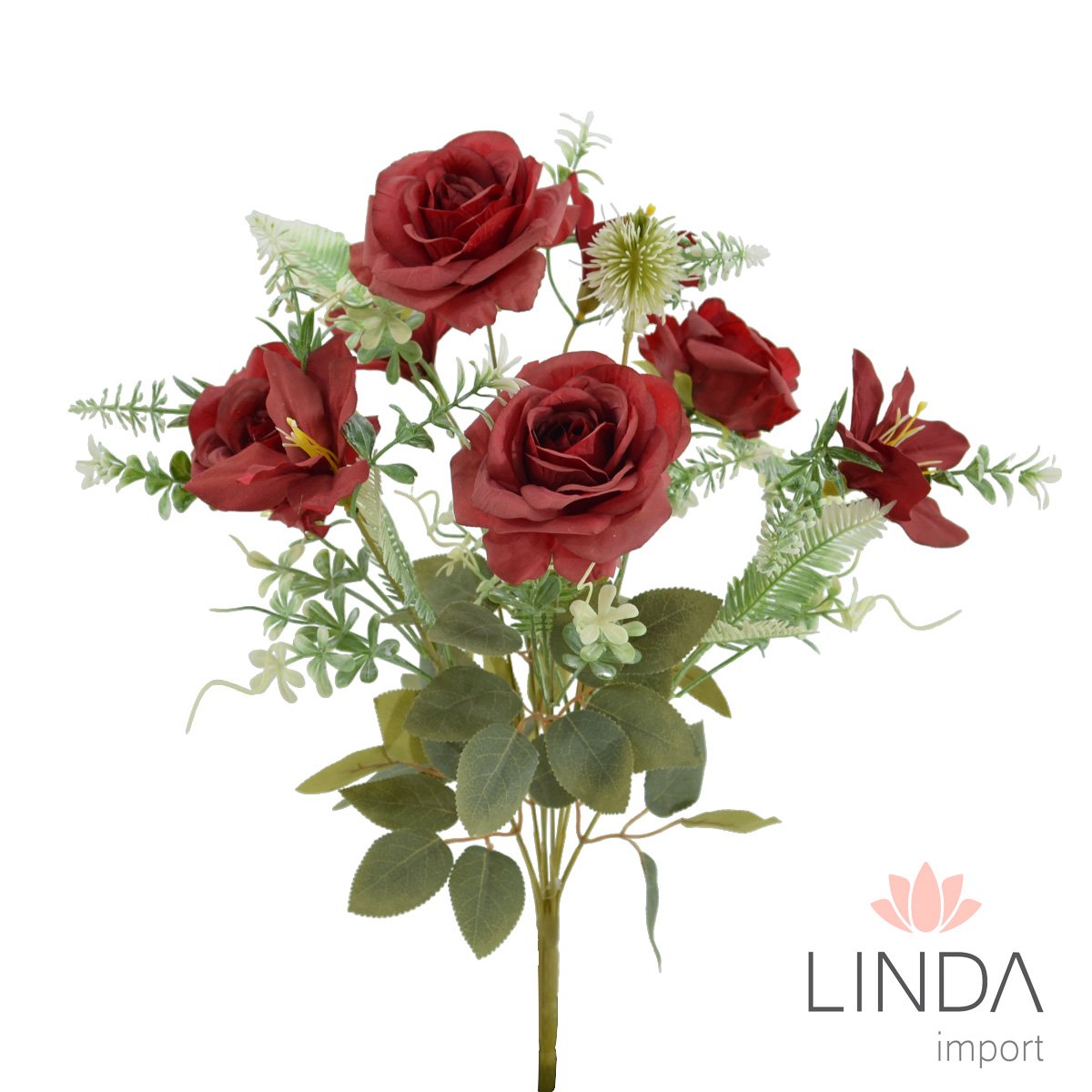 Buquê de Rosas e Astromélia C/9 Galhos 47CM PD01