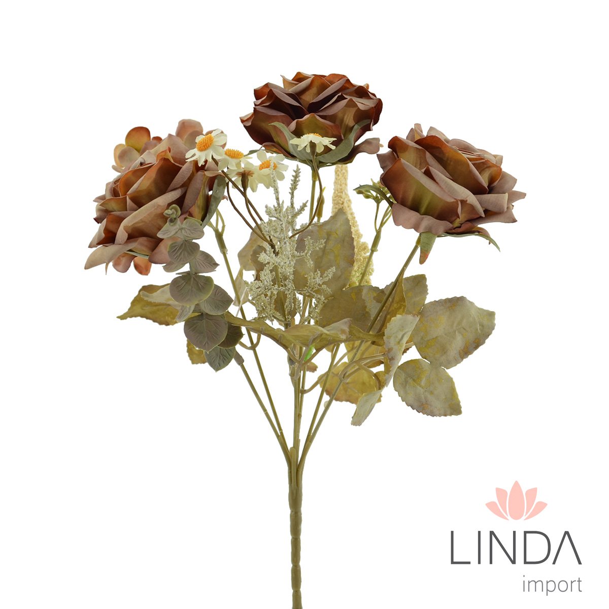 Mini Buquê Artificial de Rosa Envelhecido 32CM Pi02