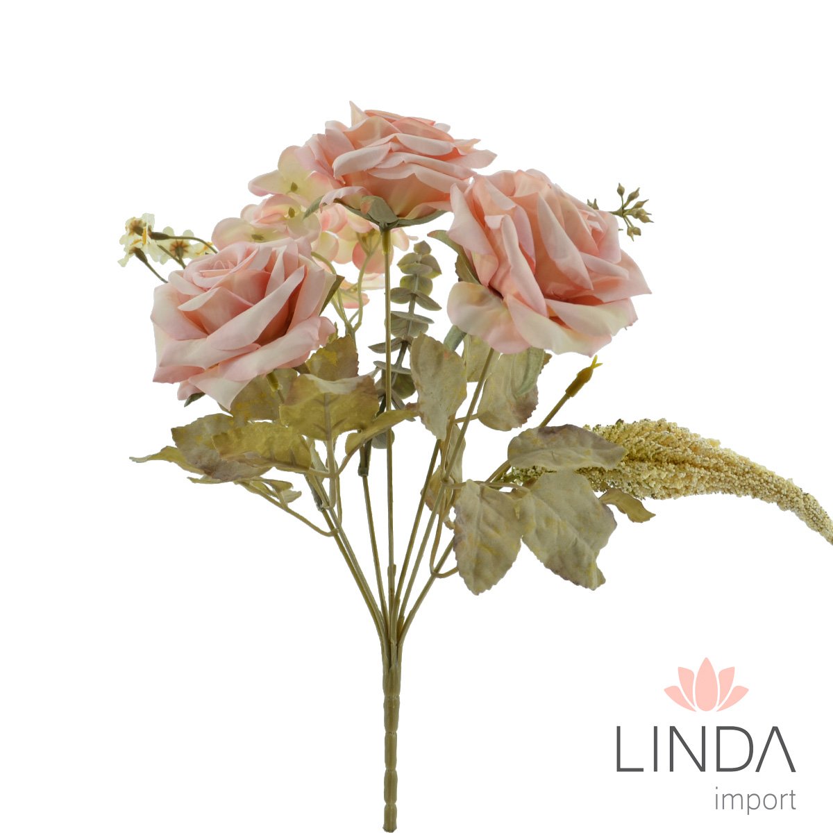 Mini Buquê Artificial de Rosa Envelhecido 32CM Pi02
