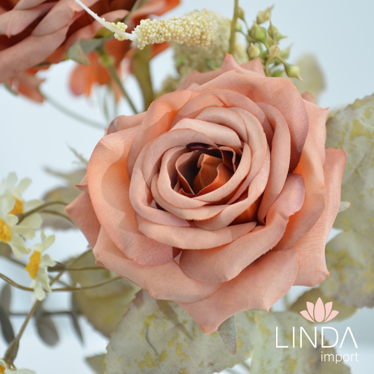 Mini Buquê Artificial de Rosa Envelhecido 32CM Pi02