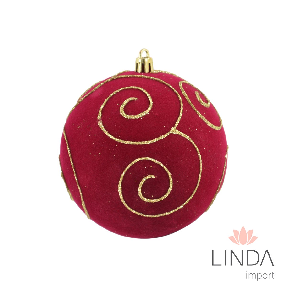 Bola de Natal Kit C/6 10CM Veludo Qo13