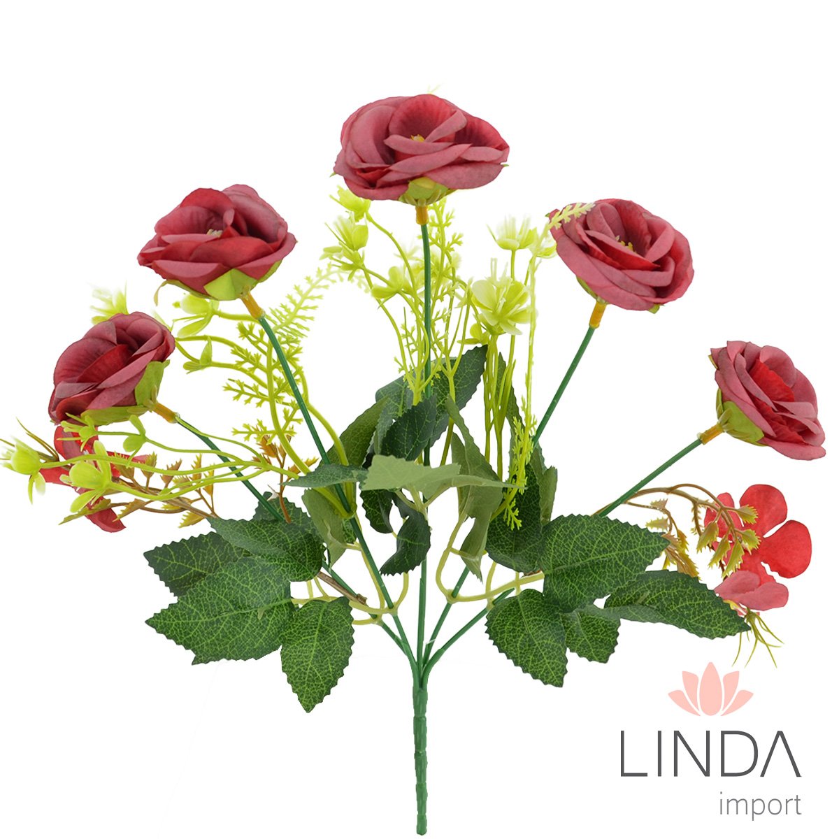 Mini Buquê de Rosa C/5 Galhos 32CM Mix de Cores QV01