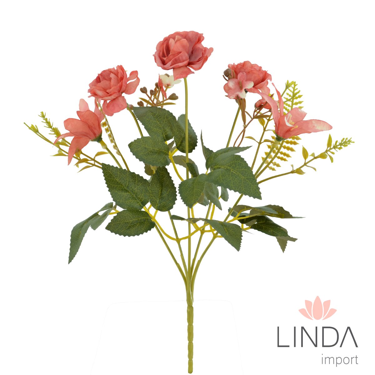 Mini Buquê de Rosa C/5 Galhos 32CM Mix de Cores QV04