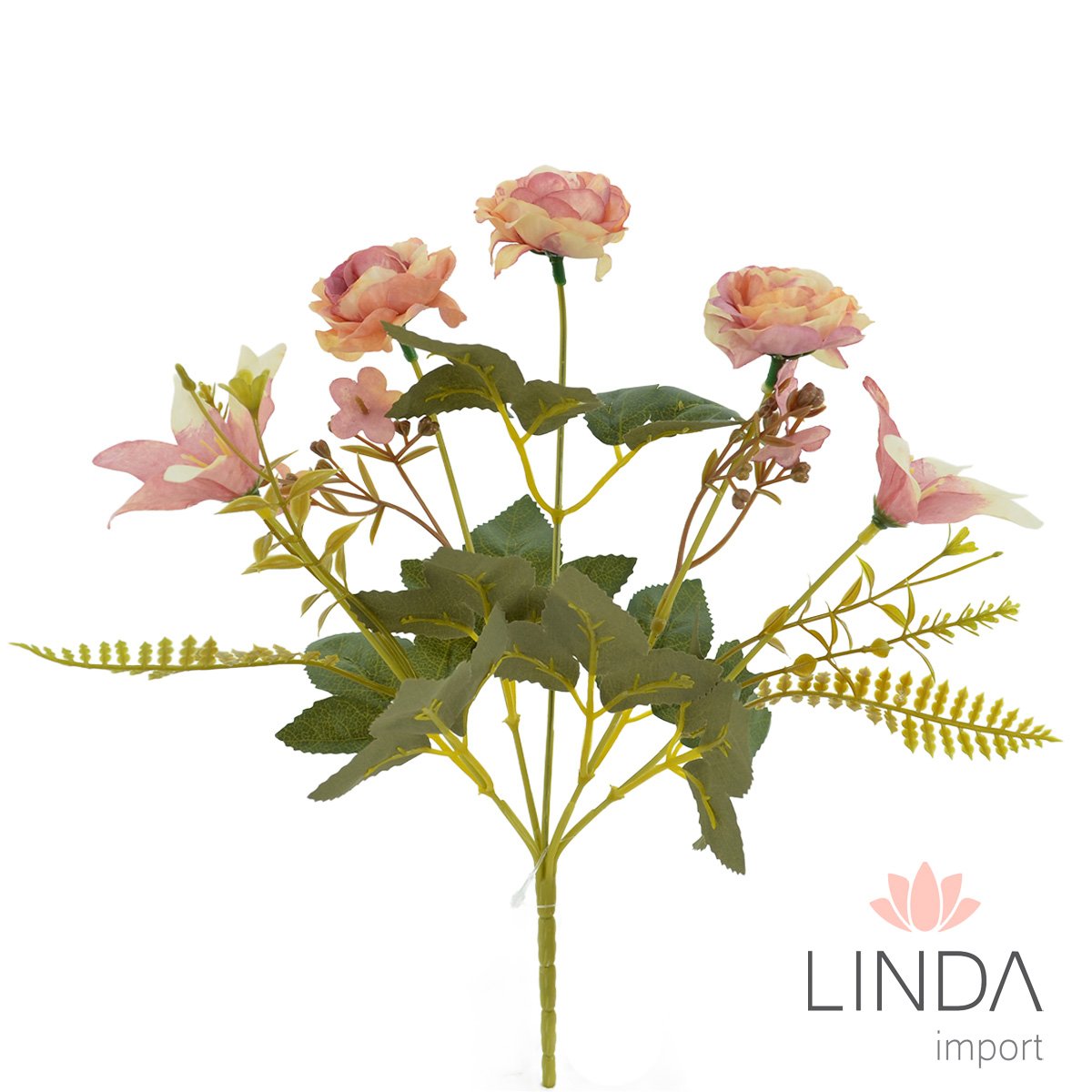 Mini Buquê de Rosa C/5 Galhos 32CM Mix de Cores QV04