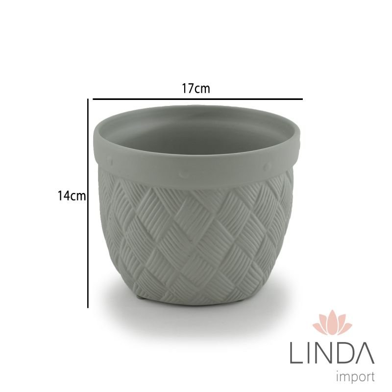 Vaso de Cerâmica Cinza 17X14 C/Furo HW332